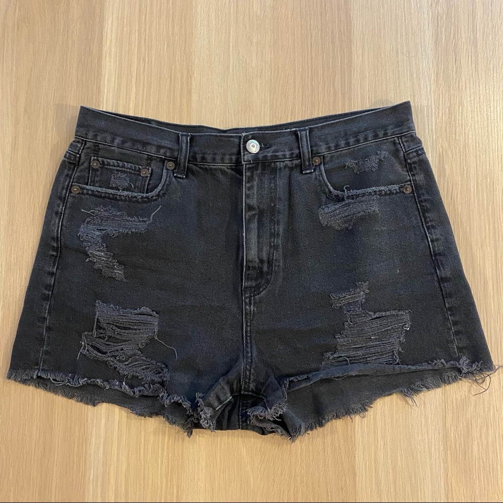 AE Distressed High Waisted Mom Shorts